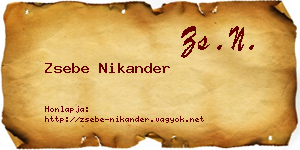 Zsebe Nikander névjegykártya